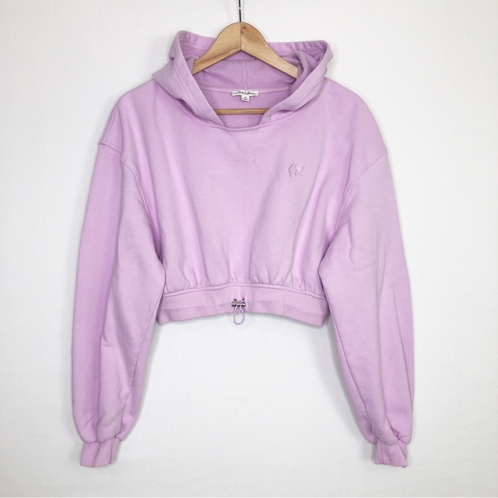For love and lemons, lavender cropped, hooded sweatshirt